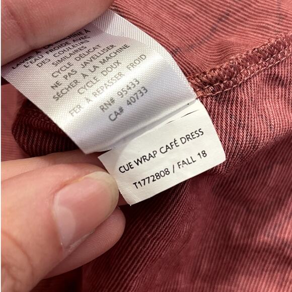 Toad & Co Cue Wrap Cafe Dress Short Sleeve Brown Size Large Travel Effortless - Picture 8 of 9